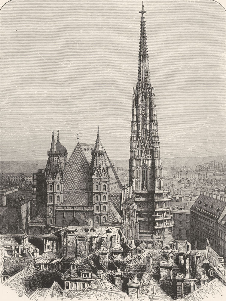 AUSTRIA. Vienna. St Stephen's Cathedral c1893 old antique print picture